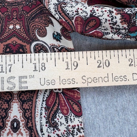 Blu Pepper Dress Womens M Burgundy Cream BOHO Vintage Lace Trim Bell Long Sleeve - Picture 12 of 14